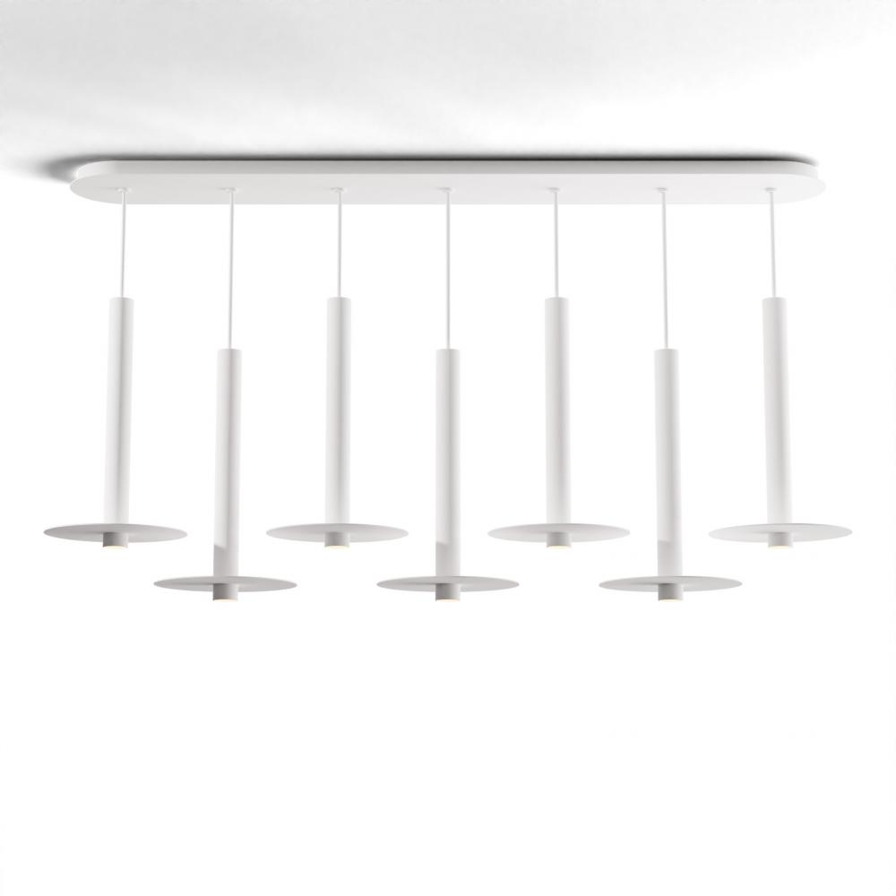 Combi Pendant 16" Linear 7 Combo Matte White with Matte White Canopy