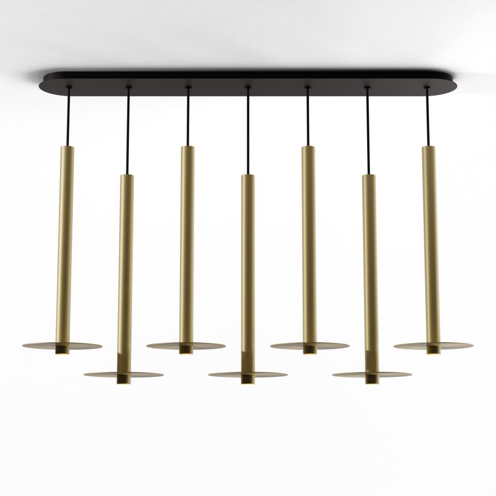 Combi Pendant 24" Linear 7 Combo Brass with Matte Black Canopy
