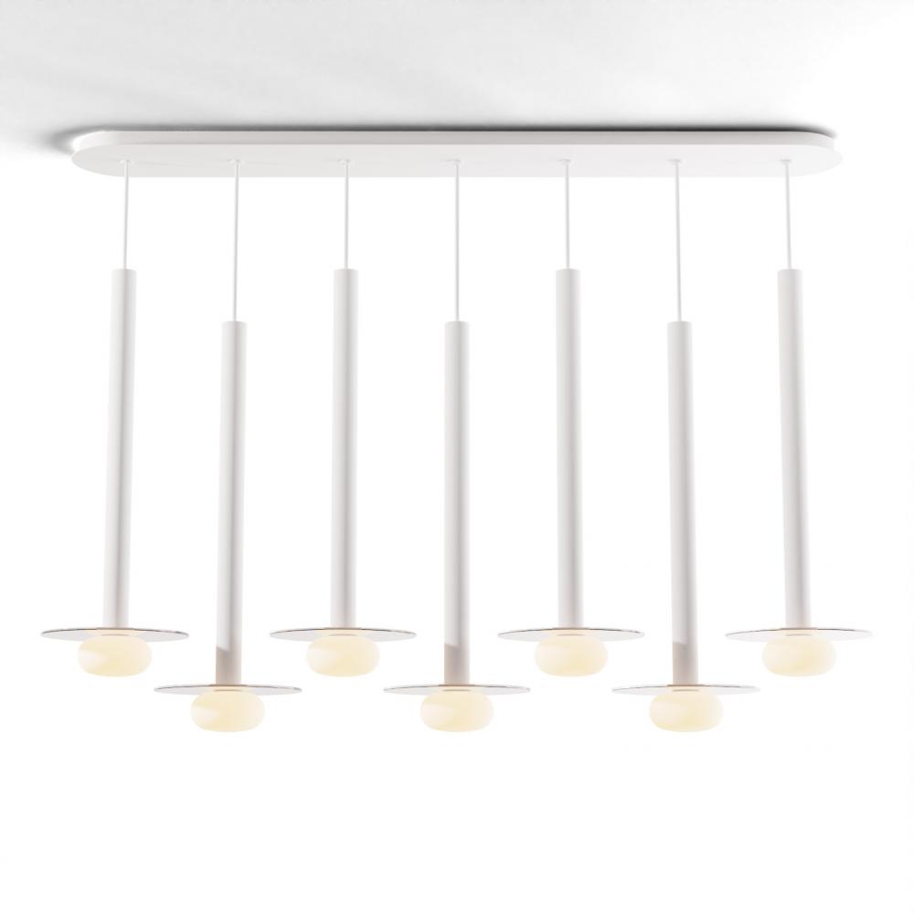Combi Pendant 24" Linear 7 Combo Matte White with Matte White Canopy