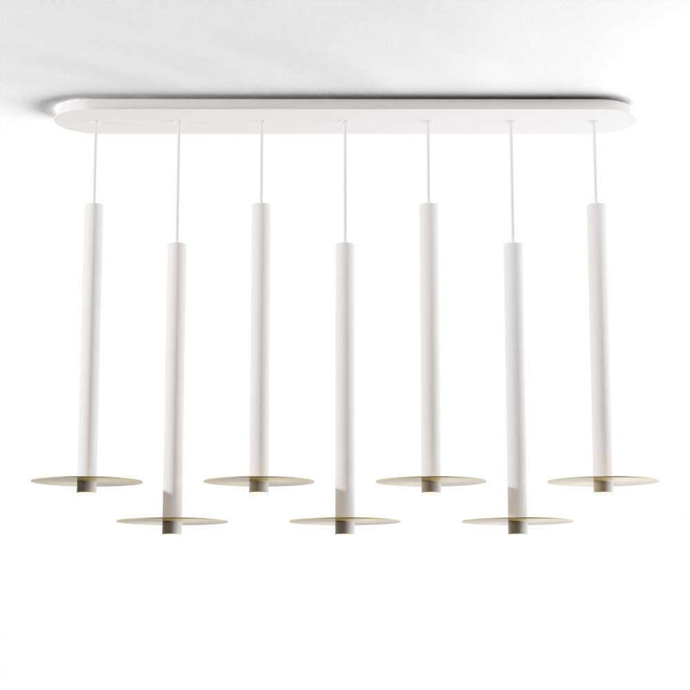 Combi Pendant 24" Linear 7 Combo Matte White with Matte White Canopy