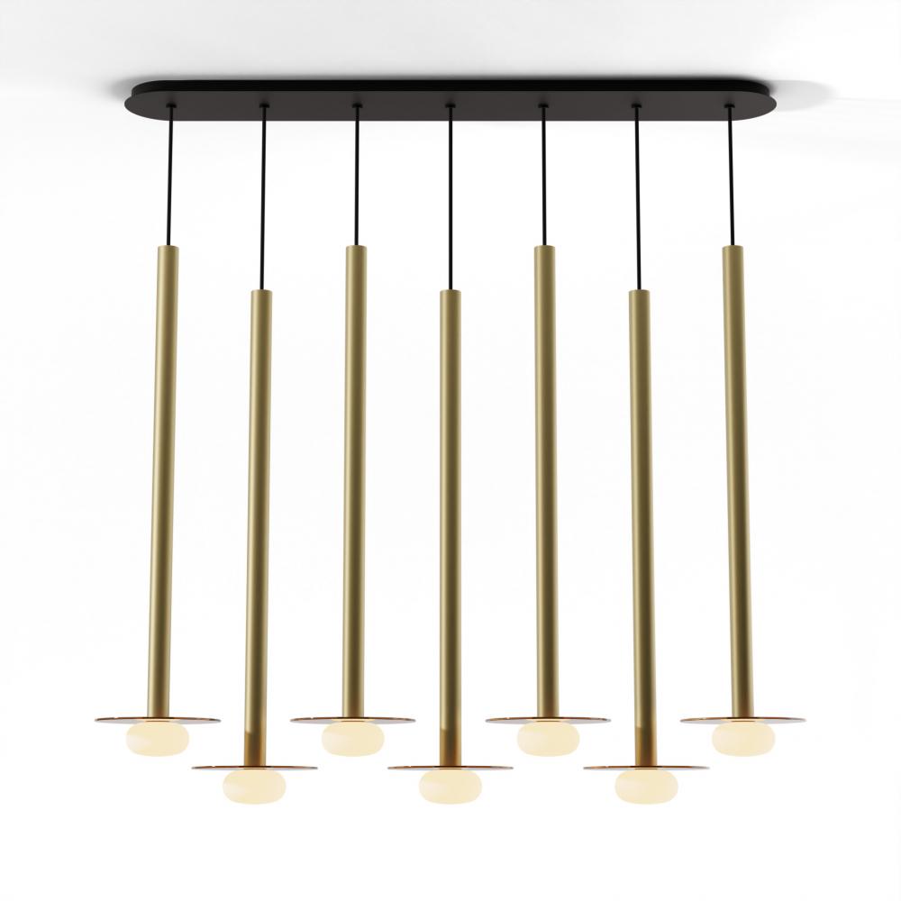 Combi Pendant 36" Linear 7 Combo Brass with Matte Black Canopy