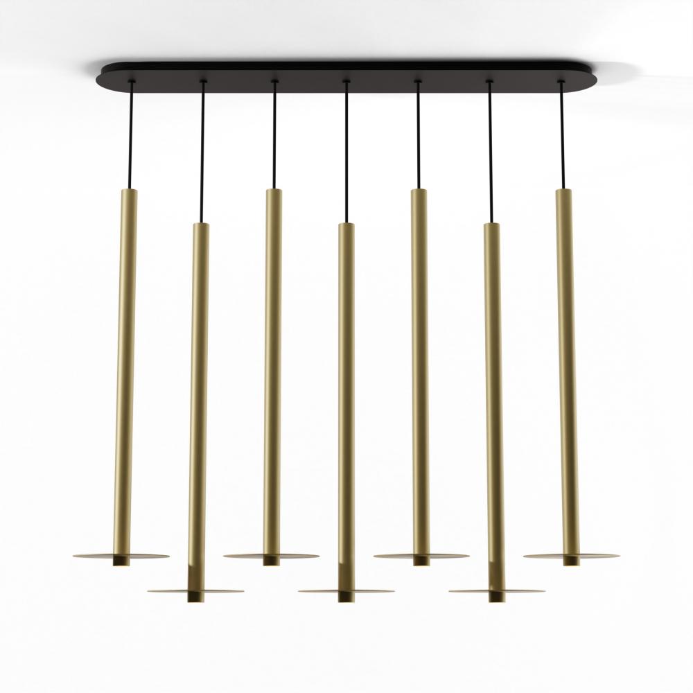 Combi Pendant 36" Linear 7 Combo Brass with Matte Black Canopy