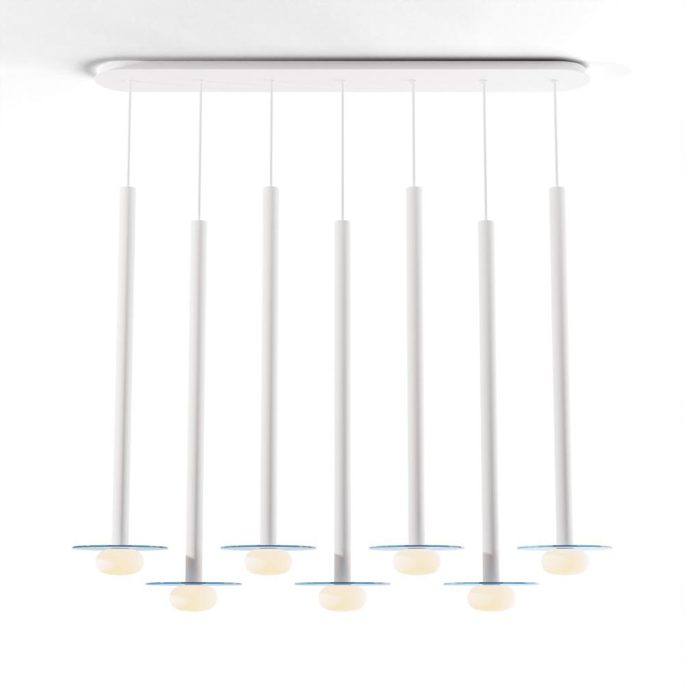 Combi Pendant 36" Linear 7 Combo Matte White with Matte White Canopy