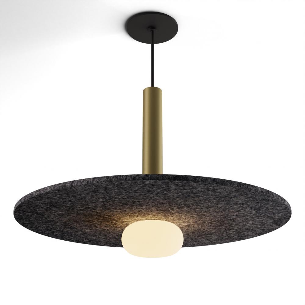Combi Pendant 12" Single Unit Brass with Matte Black Canopy