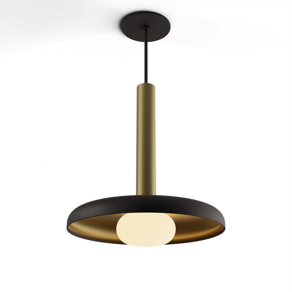 Combi Pendant 12" Single Unit Brass with Matte Black Canopy