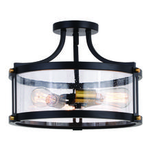 Vaxcel International C0255 - Holbrook 15.75-in. 3 Light Semi-Flush Matte Black and Satin Brass