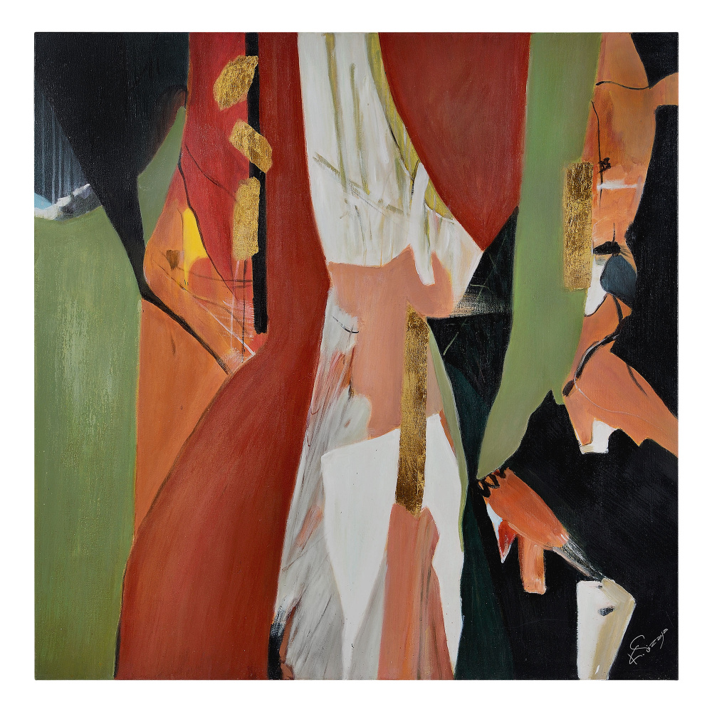 Sabik 45" Wide Canvas Art, Red