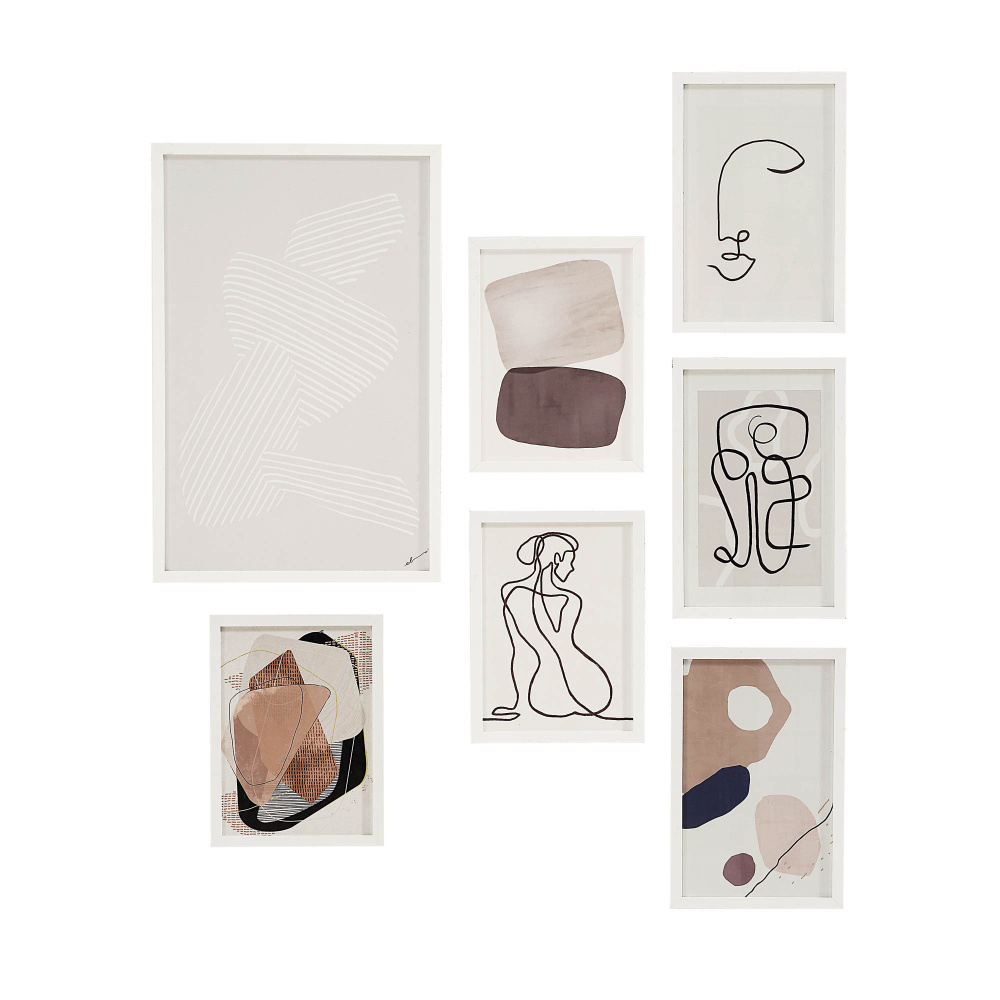 Priyanka 7 Piece Wide Wall Art, White