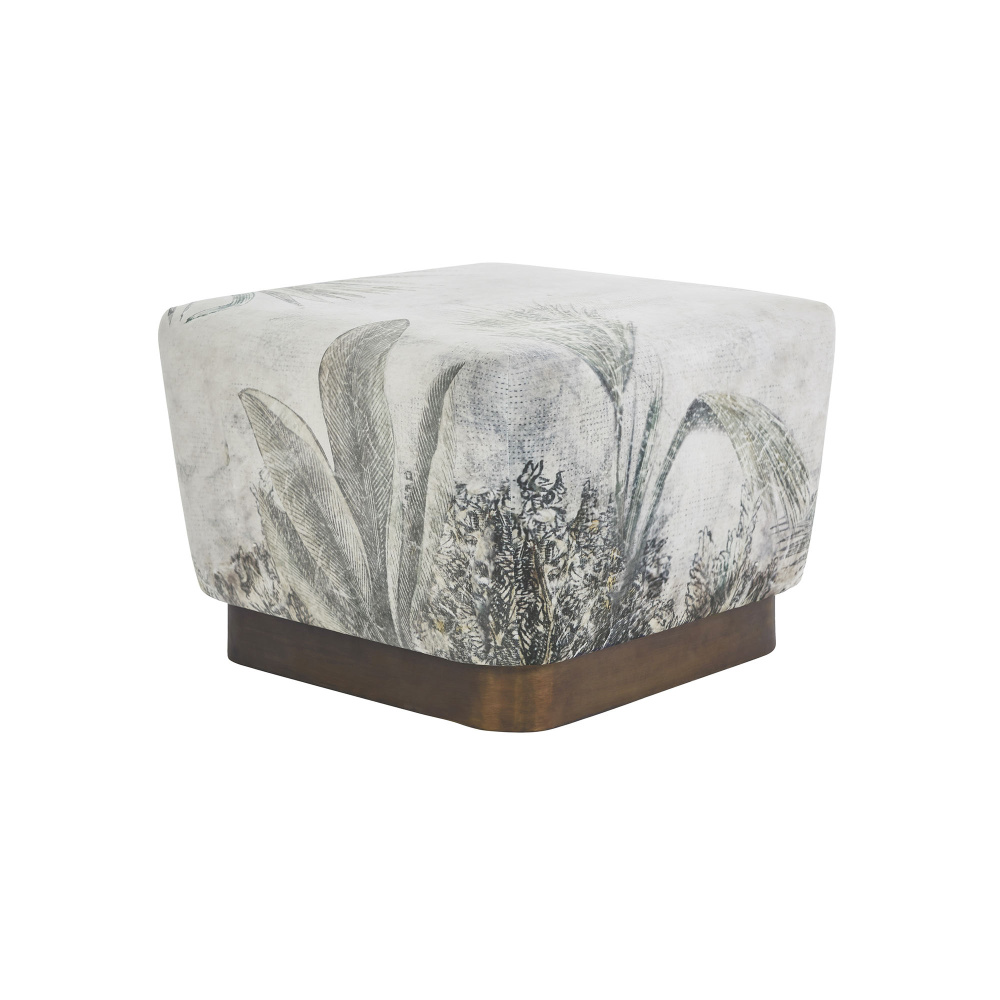 Tangle Indoor Poly-Velvet Ottoman, Print