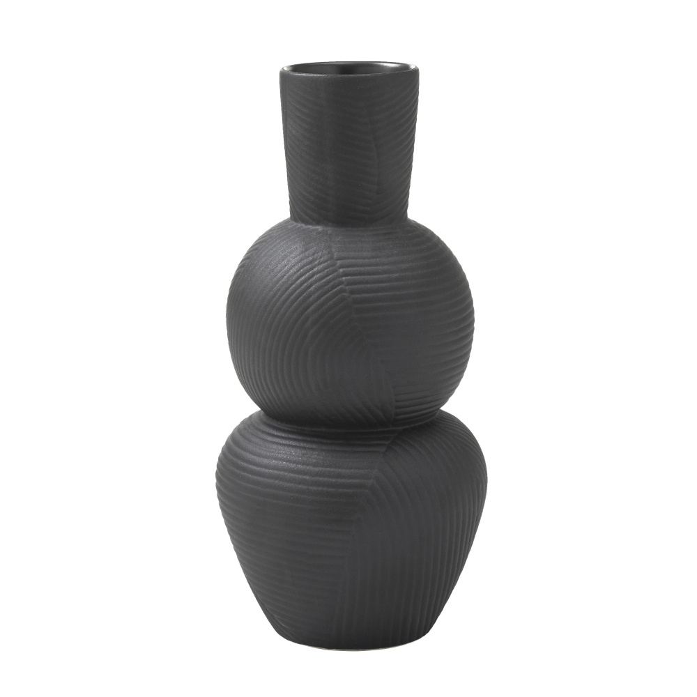 Icarus Indoor Ceramic Stoneware Vase, Matte Black
