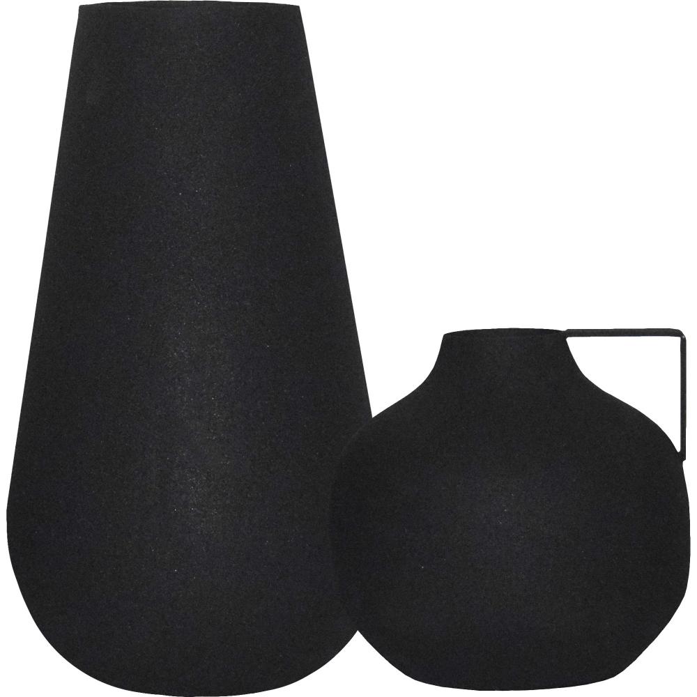 Roove Indoor Iron Vase, Matte Black