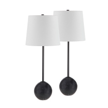 Renwil LPT1266-SET2 - Bangor 27" Tall Matte Black Iron Table Lamp with Tapered Linen Shade (Set of 2)