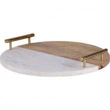 Renwil STA759 - Dinova Indoor Mango Wood Tray, Antique Brass