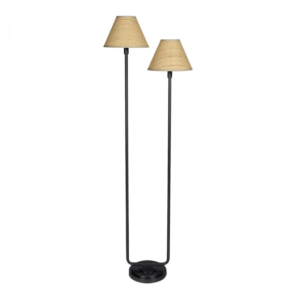 Regina Andrew Polly Floor Lamp (Blackened Brass with Rattan Shade)