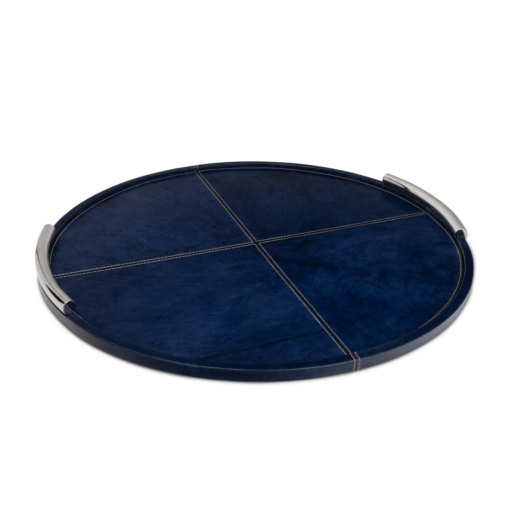 Regina Andrew Hayes Leather Tray Round Large (Blue)