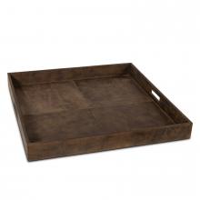 Regina Andrew 20-1507BRN - Regina Andrew Derby Square Leather Tray (Brown); Dimensions 24W x 2.5H x 24D
