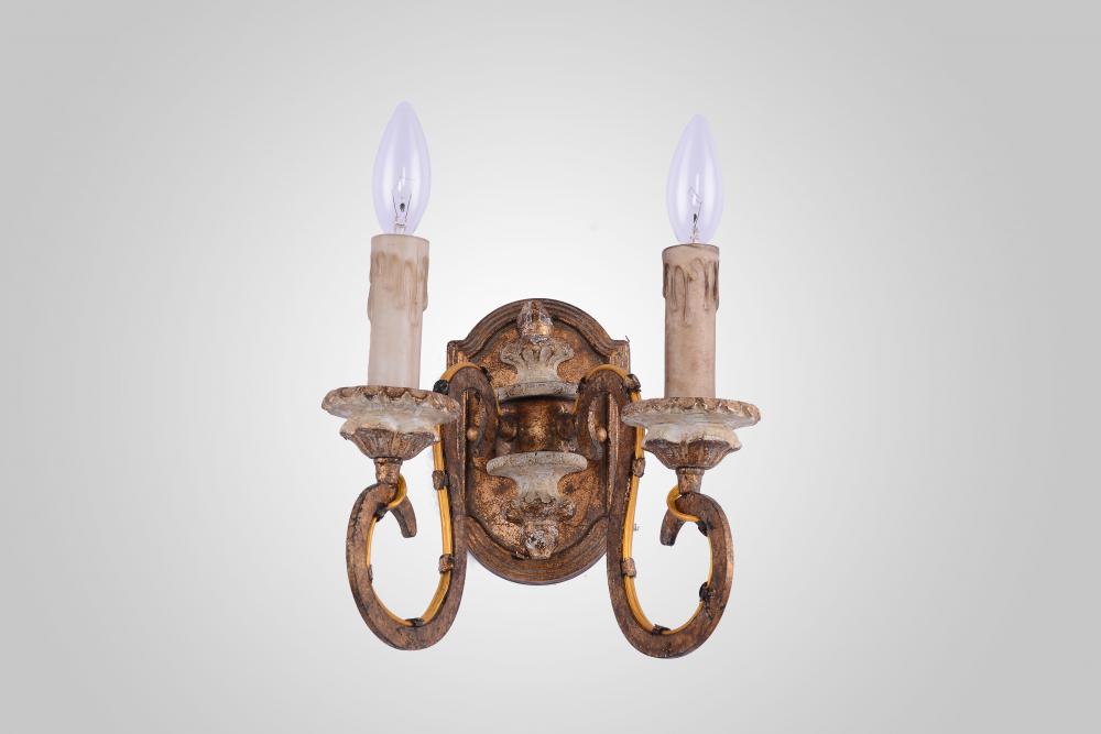 Milan Double Sconce W/ Gold Finish