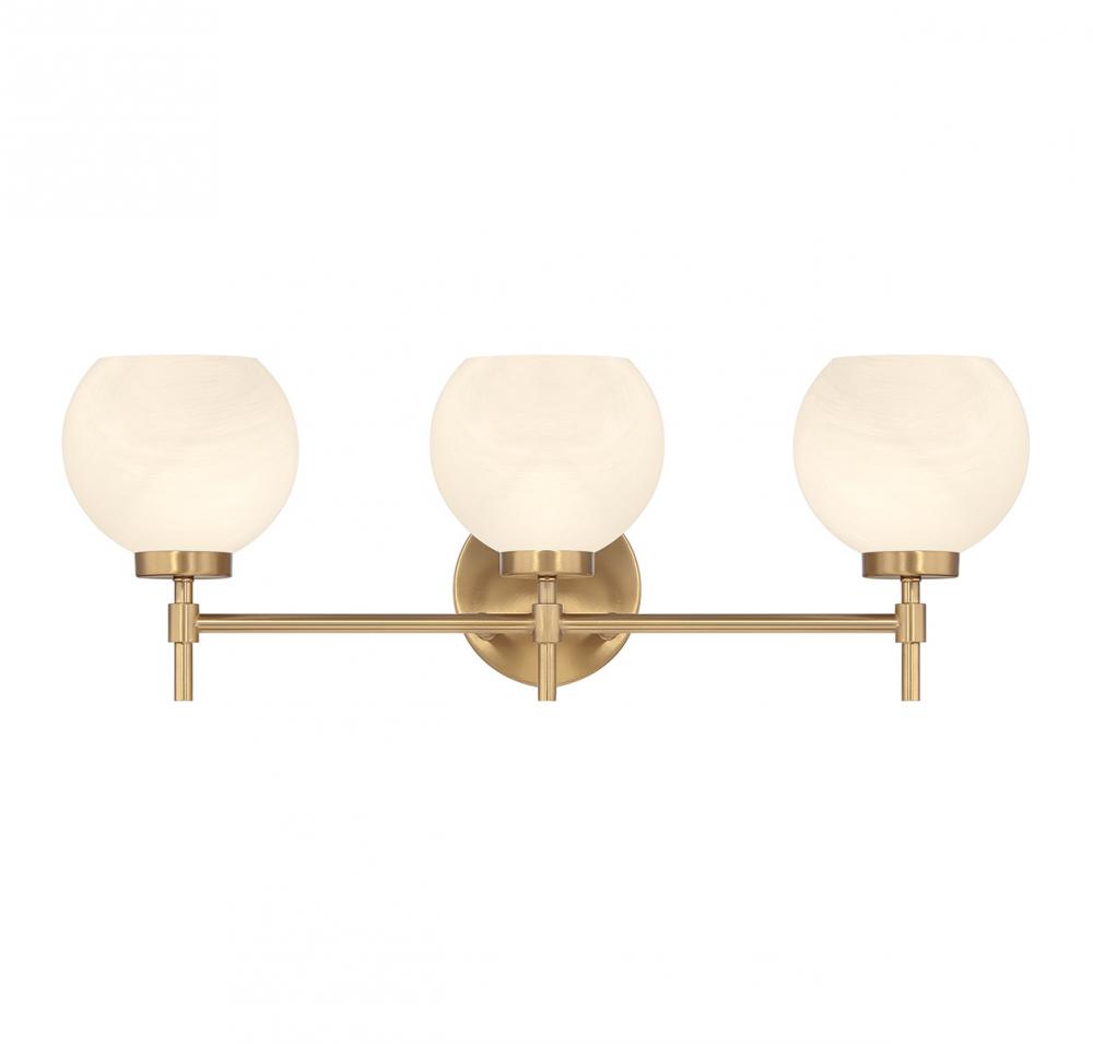 Hannah 3-Light Bathroom Vanity Light in Warm Brass