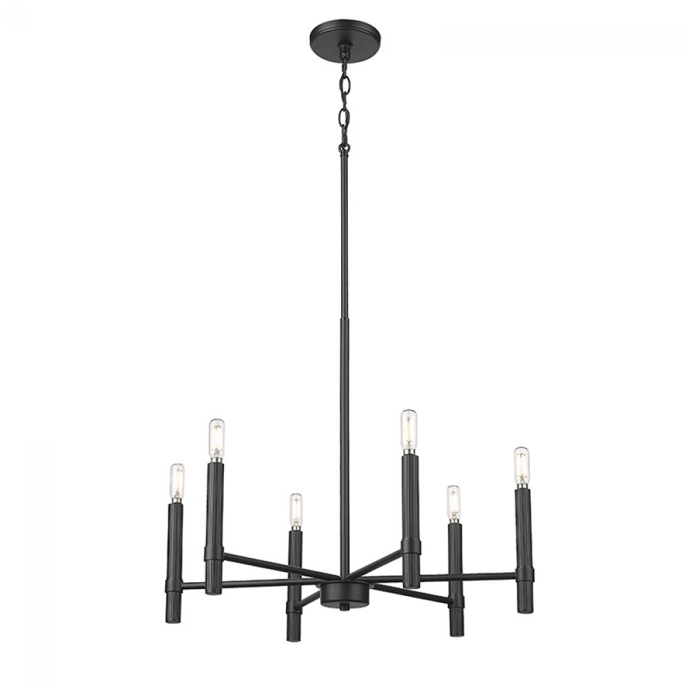 Skyva 24.25" Wide 6-Light Chandelier - Matte Black