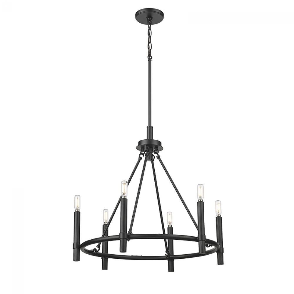 Skyva 25" Wide 6-Light Chandelier - Matte Black