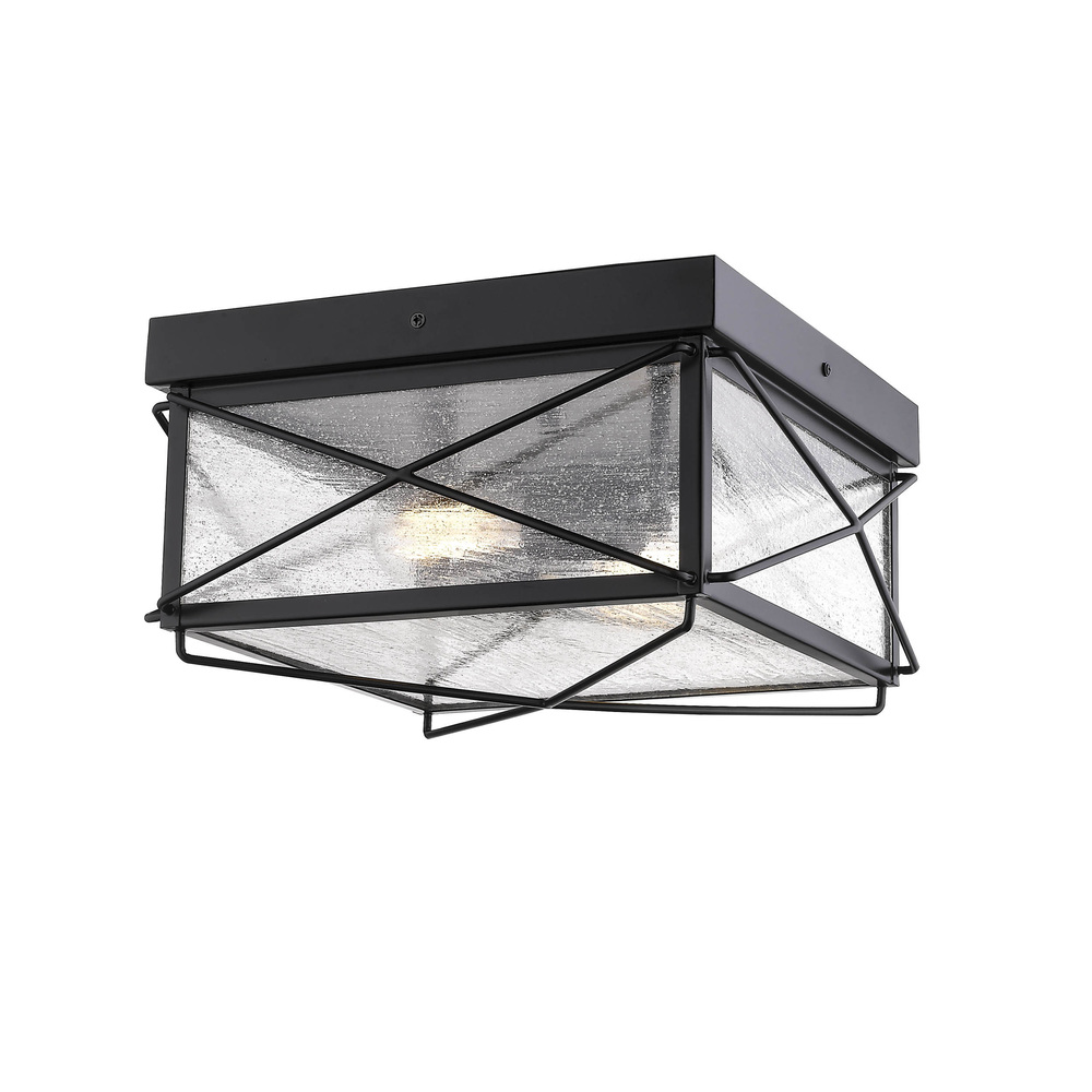 Robinson 2-Light Outdoor Flush Mount Powder Coated Black