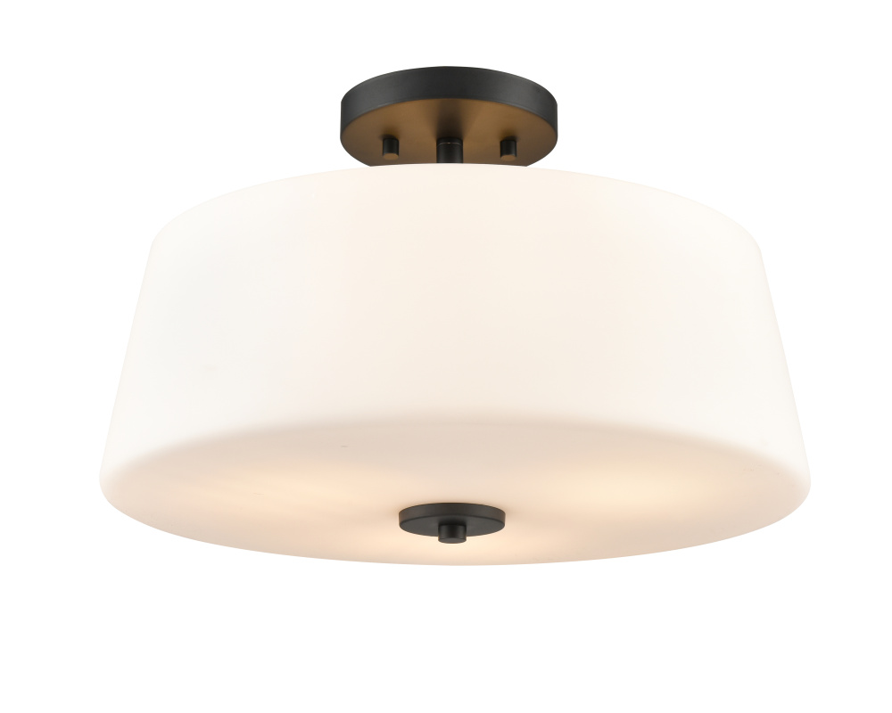 Laphia 15.75" Wide 3-Light Semi Flush - Matte Black