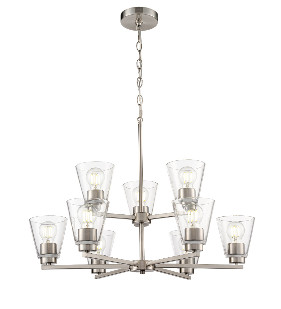 Strayhan 28.5" 9-Light Chandelier - Brushed Nickel