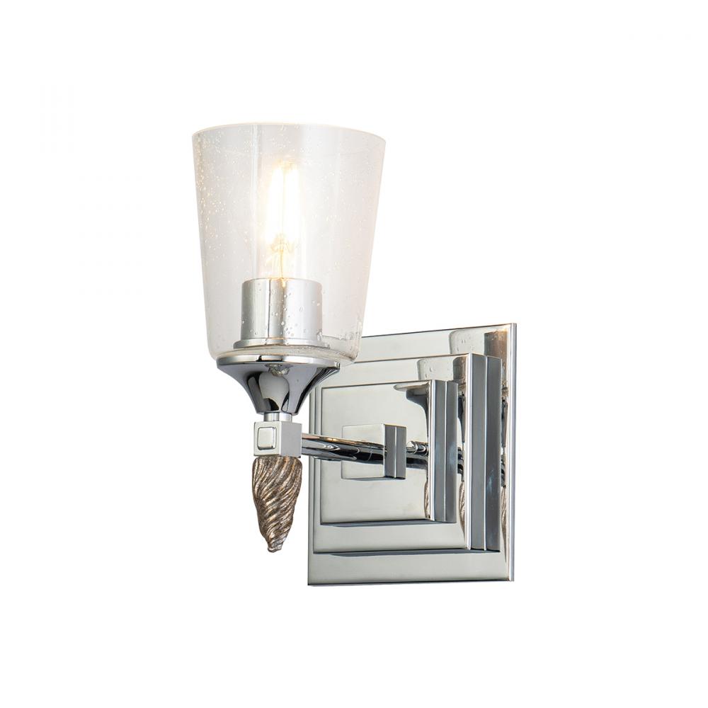 Vetiver 1 Light Vanity in Polished Chrome with Silver Accent