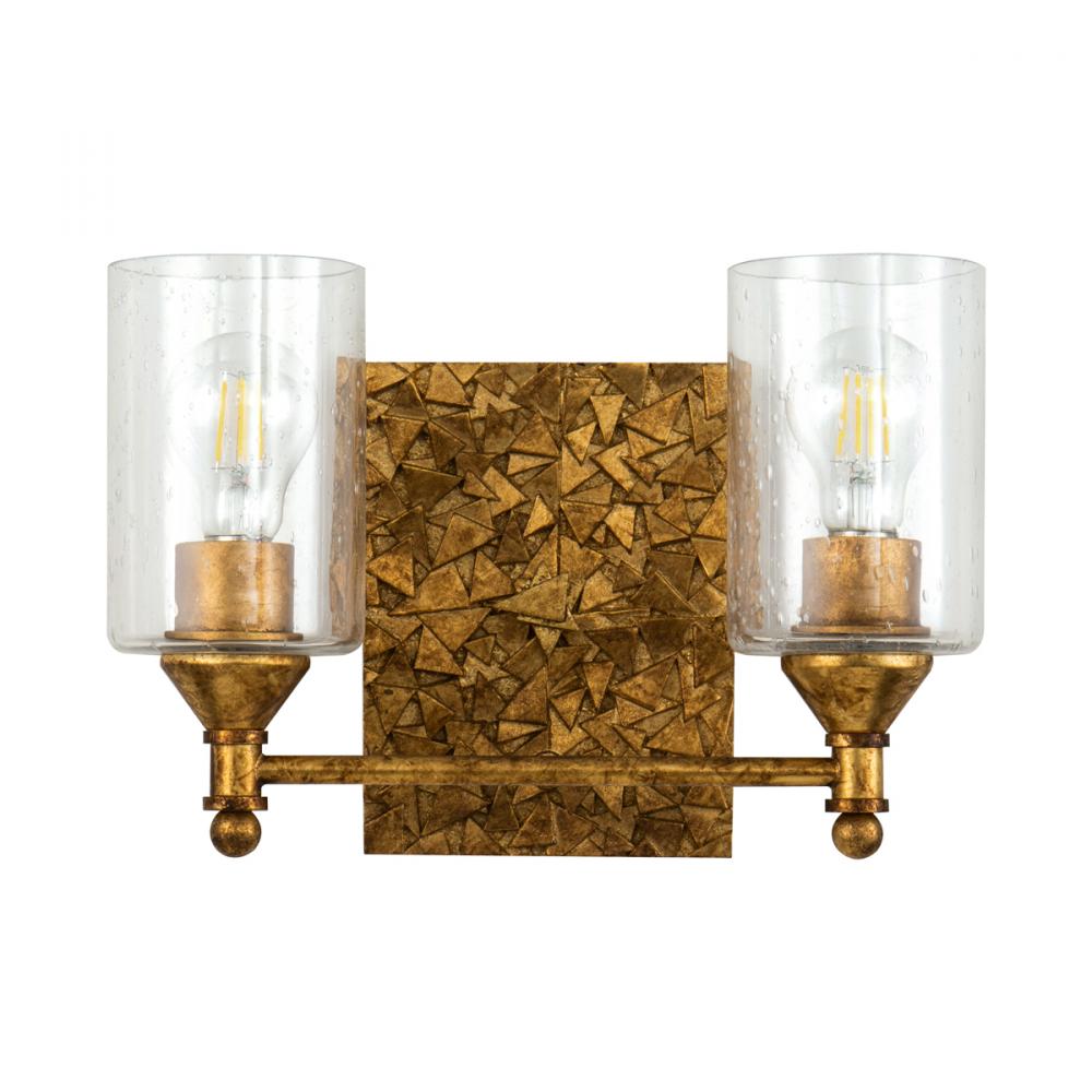 Mosaic 2 Light Vanity In Antique Gold