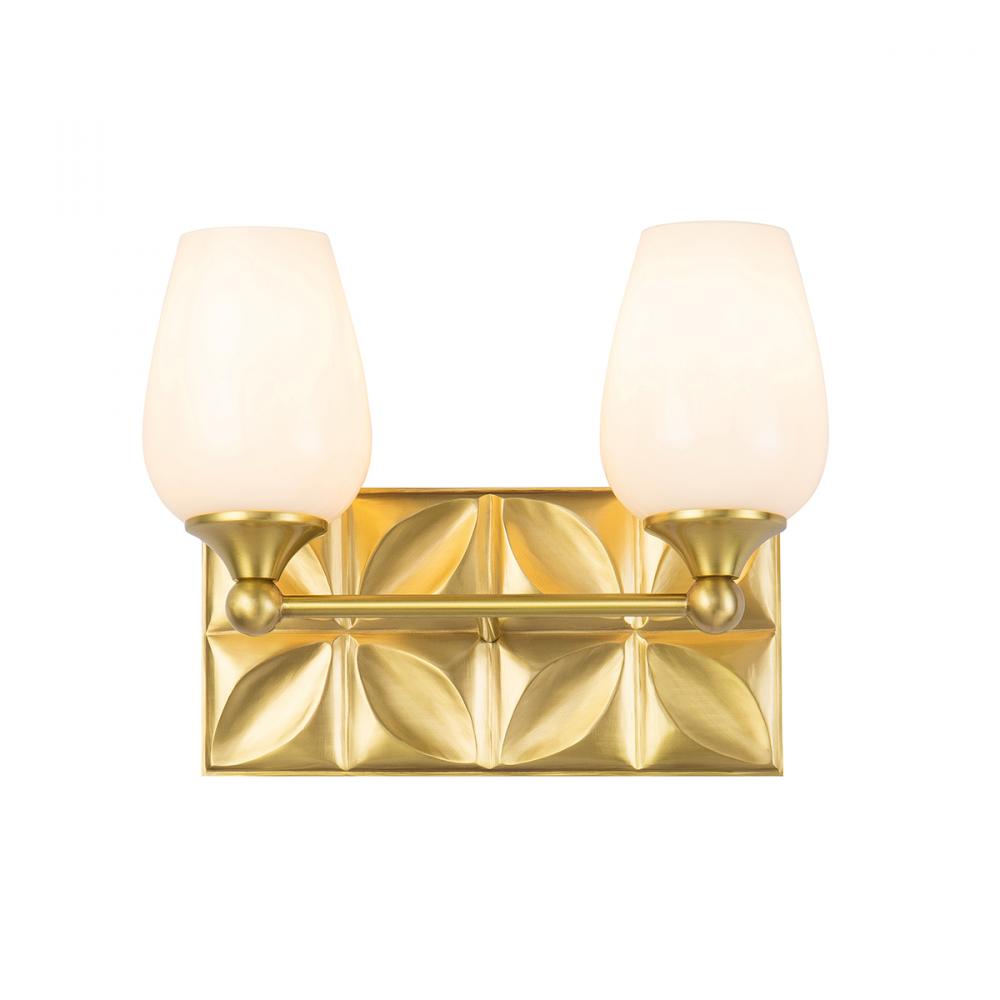 Epsilon Modern 2 Light Vanity in Aged Gold Brass