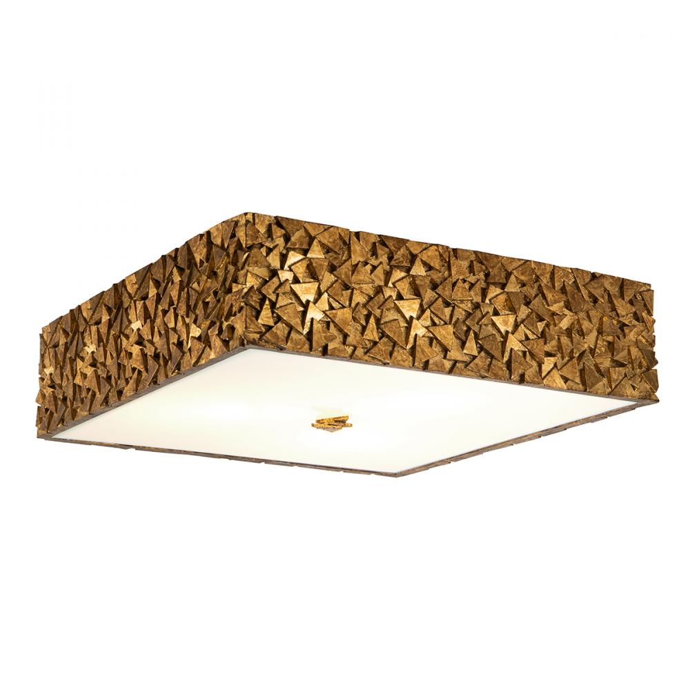 Mosaic Square 3 Light Flush Mount in Gold