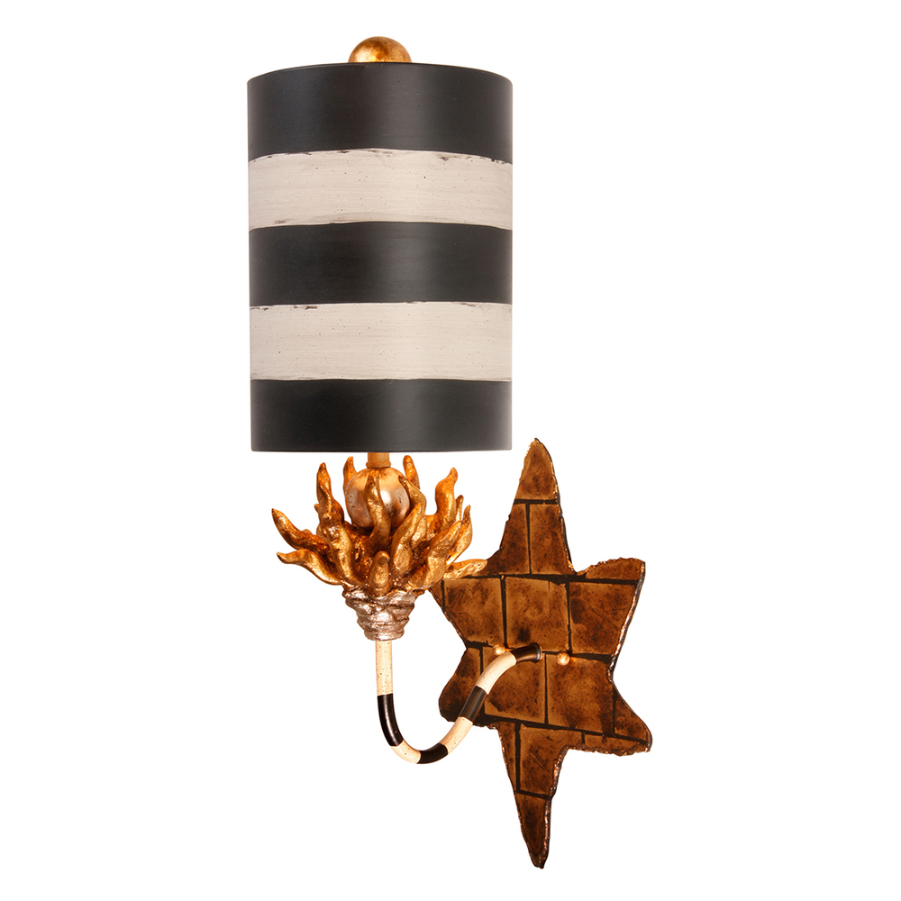 Audubon Sconce with Black and White Striped Shade