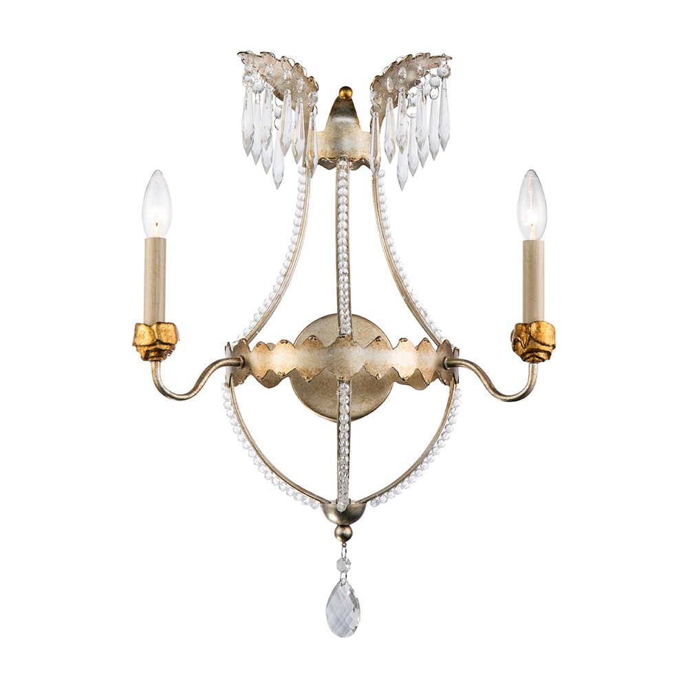 Louis 2 Light Sconce inSilver and Gold