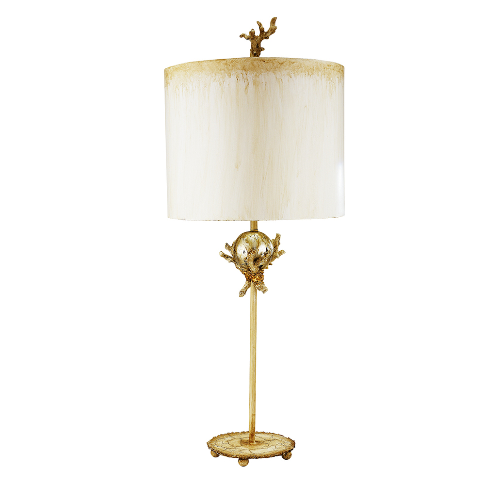 Trellis Accent Table Lamp Creamy Ivory in Carved Resin