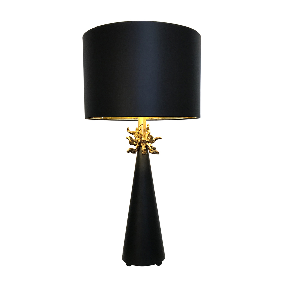 Neo Black Table Lamp with Distressed Gold Accents