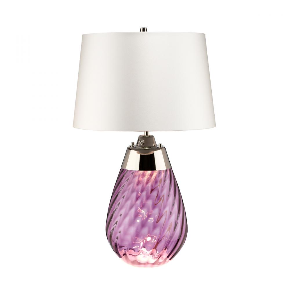 Lena Large Table Lamp in Plum with Off White Satin Shade