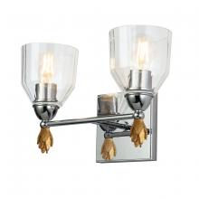 Lucas McKearn bb1000pc-2-f1g - Felice 2 Light Vanity in Polished Chrome With Gold Accents