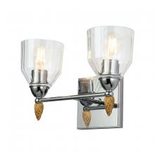 Lucas McKearn bb1000pc-2-f2g - Felice 2 Light Vanity in Polished Chrome With Gold Accents