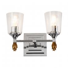 Lucas McKearn bb1022pc-2-f1g - Vetiver 2 Light Vanity in Polished Chrome with Gold Accent