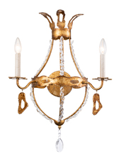 Lucas McKearn sc1036-2 - Monteleone 2 Light Sconce in Gold Leaf with Crystal Beading
