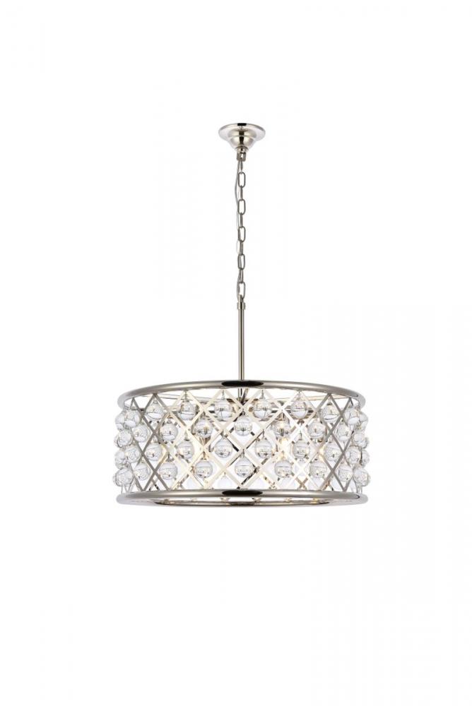 Madison 6 light polished Nickel Chandelier Clear Royal Cut Crystal