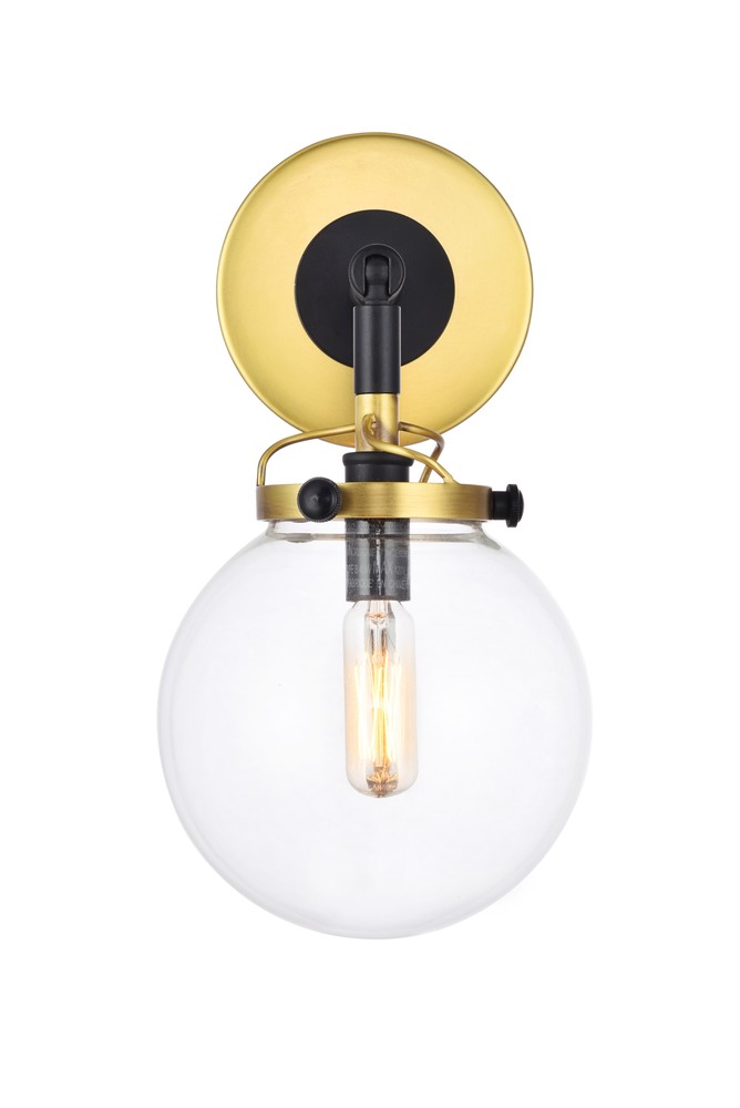 Leda 1 light Burnished Brass&Flat Black Wall Sconce