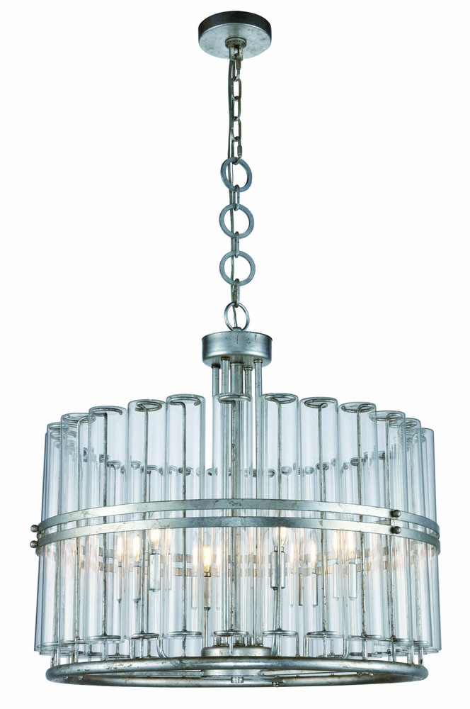 Piper 6 light antique silver Leaf Chandelier
