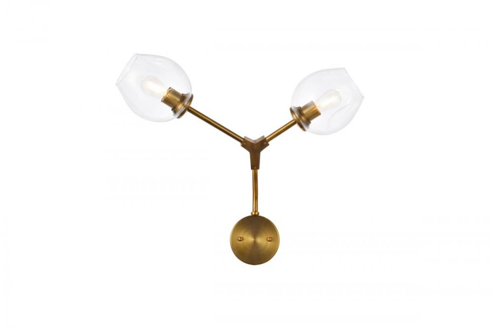 Cavoli 2 lights brass wall sconce