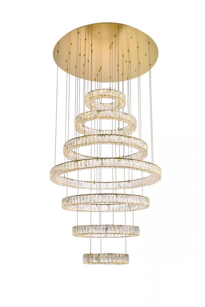 Monroe 40 inch LED seven ring chandelier in gold