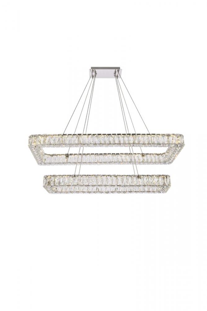 Monroe 42 inch LED double rectangle pendant in chrome