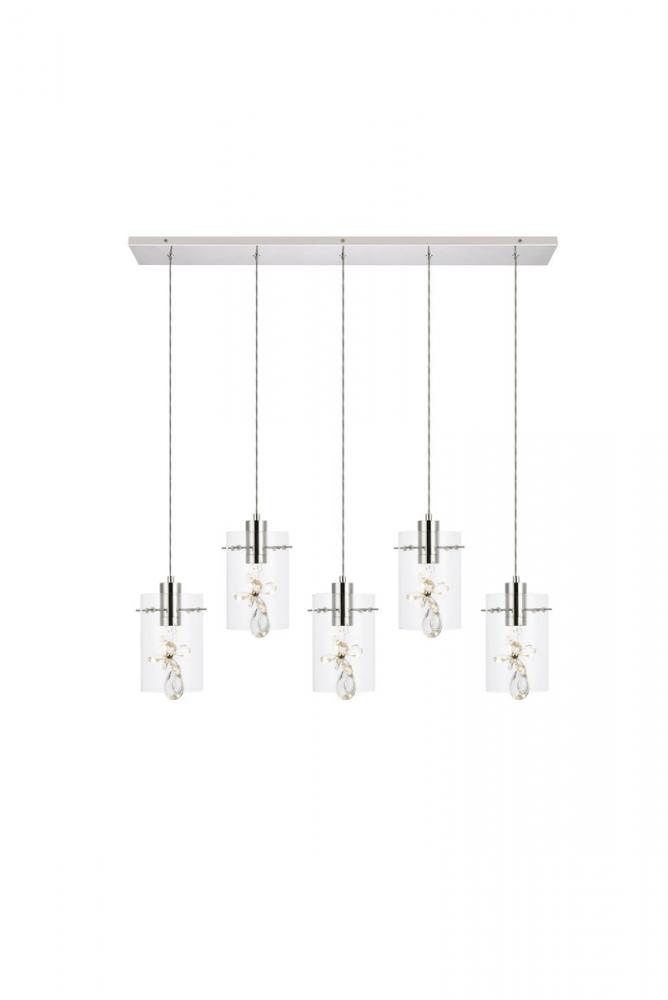 Hana Pendant Lamp L36 x W6.38 x  H10.4  L5*5W Chrome