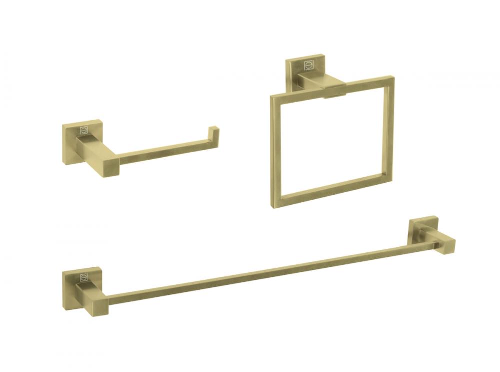 Bathroom hardware set 24"x2.7+6.6"x3.1"+7.8"x5.9 brushed gold