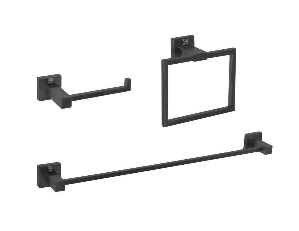 Bathroom hardware set 24"x2.7+6.6"x3.1"+7.8"x5.9 matte black