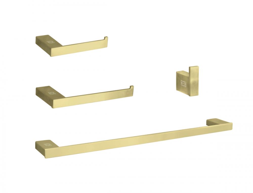 Bathroom hardware set 24"x2.9"+7"x2.9"+2.2"x1.5"+9.6"x2.9" brushed g